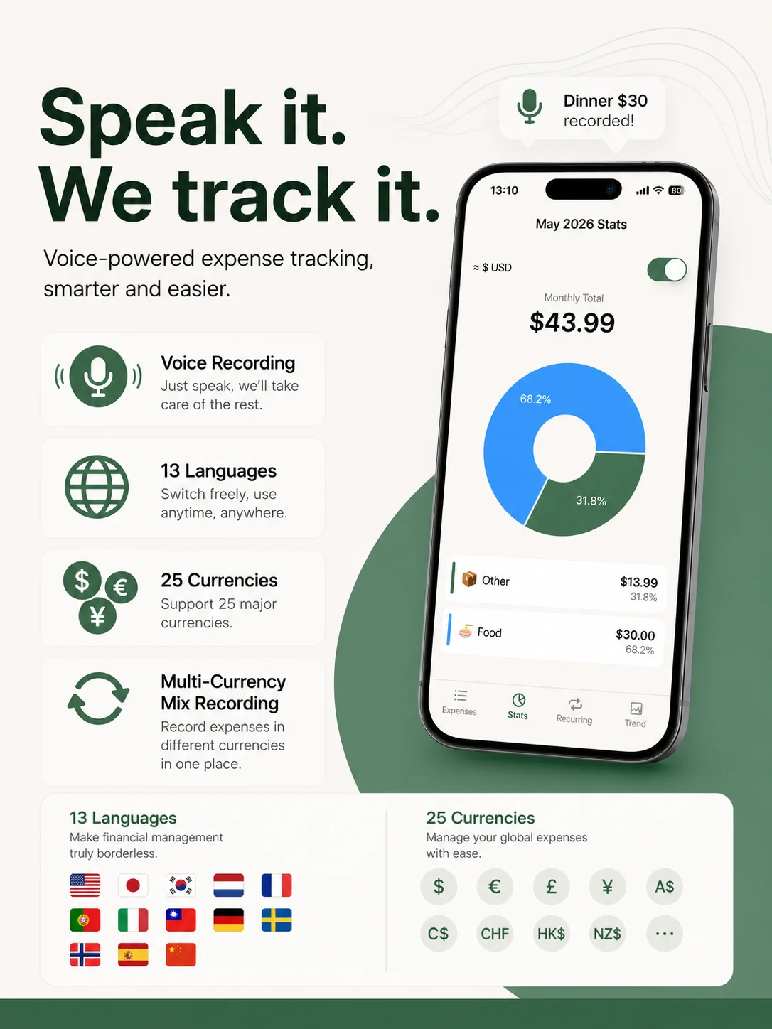 AI voice expense tracker on iPhone — log expenses hands-free with Penvo